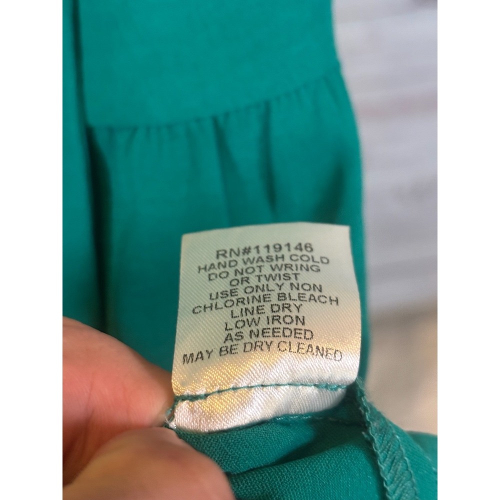 Jodifl Teal Green Tiered Tie Shoulder Sleeveless Shift Dress Womens Small - Picture 4 of 9